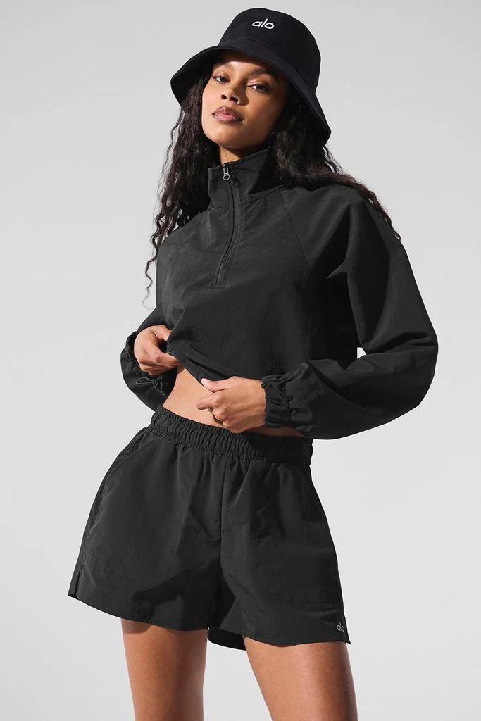 Alo Cropped 1/4 Zip Alumni Pullover - Black 1