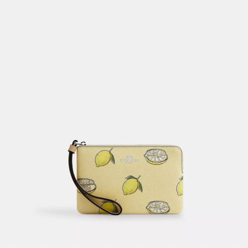 Coach Corner Zip Wristlet With Lemon Print 1