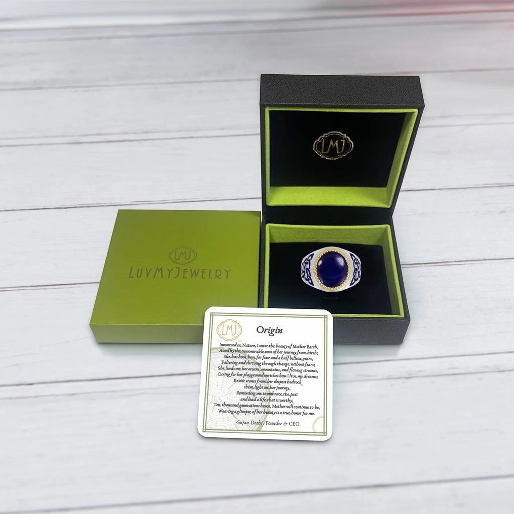 LuvMyJewelry Lapis Lazuli Sterling Silver Men Signet Ring With Enamel 5