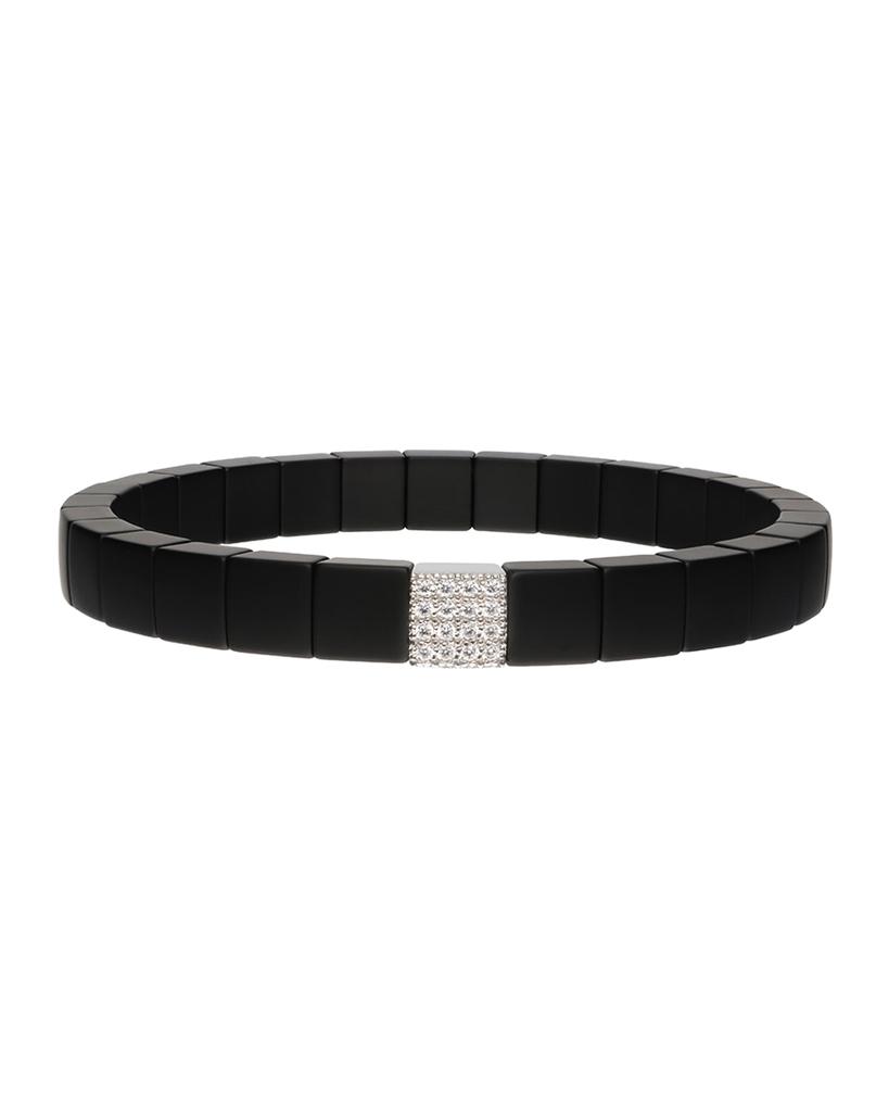 Roberto Demeglio SCACCO Black Ceramic Diamond 1-Bead Stretch Bracelet