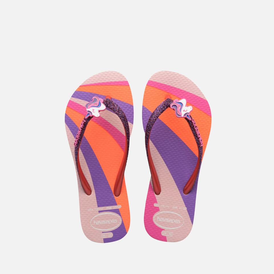 Havaianas HAVAIANAS GIRLS' SLIM GLITTER II FLIP FLOPS - CANDY PINK