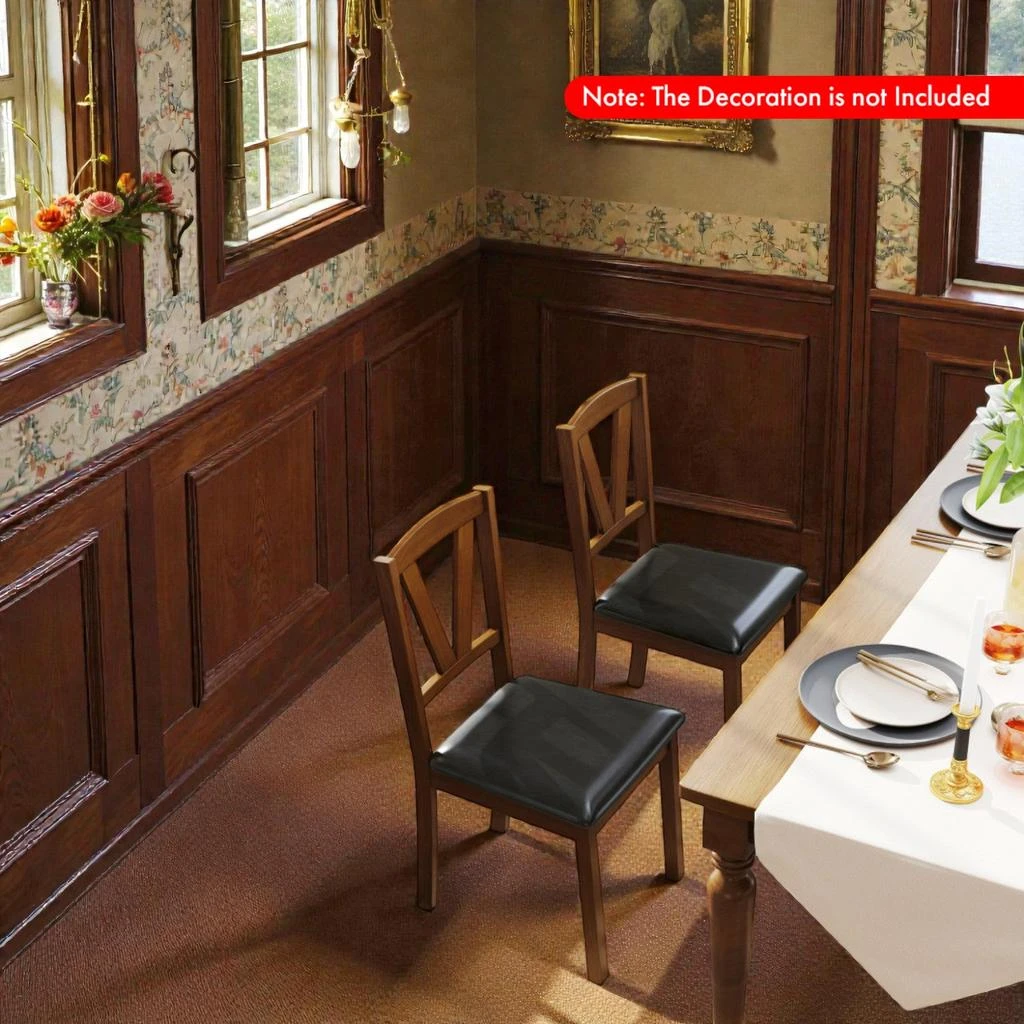 Hivvago Curved-Back Dining Chair with Broad, Comfortable Seating - Set of 2 2