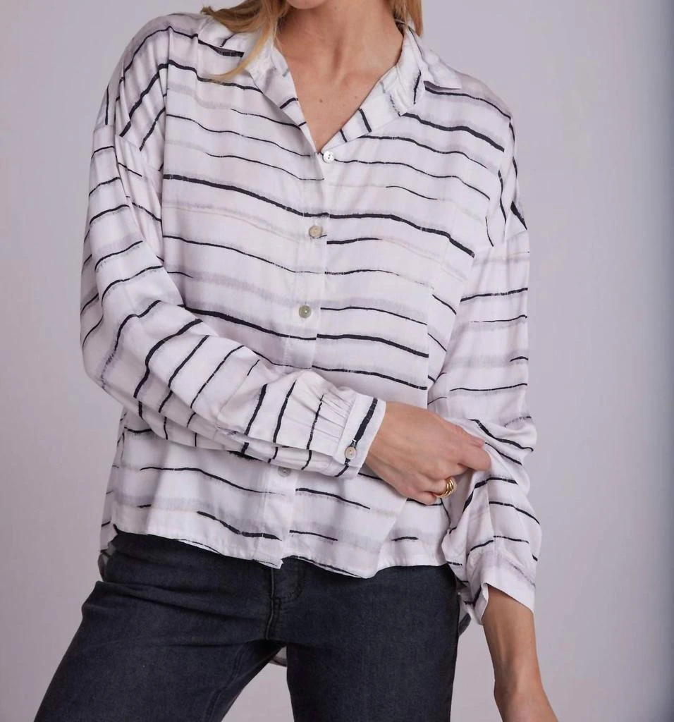 Bella Dahl Long Sleeve High Low Hem Shirt In Frosted Stripe Print 1