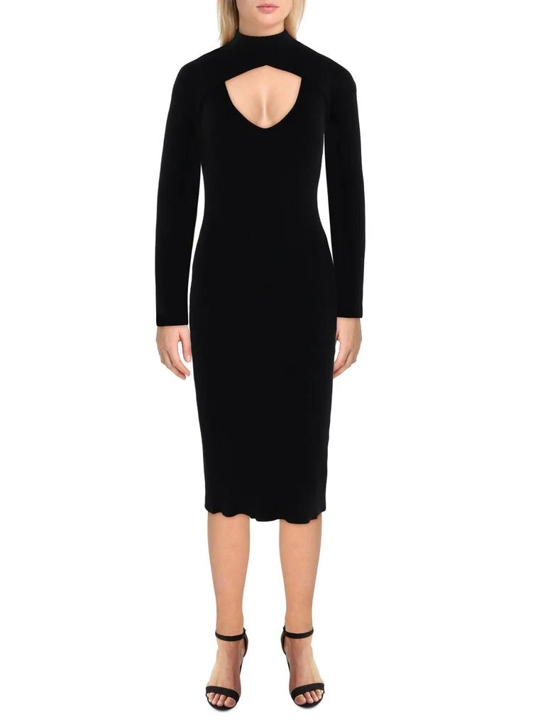 Betsey Johnson Womens Knee Length Ribbed Sweaterdress 1