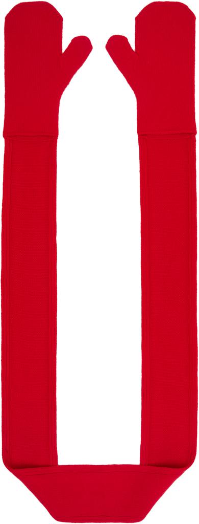 AO Yes Red Knit Scarf Gloves