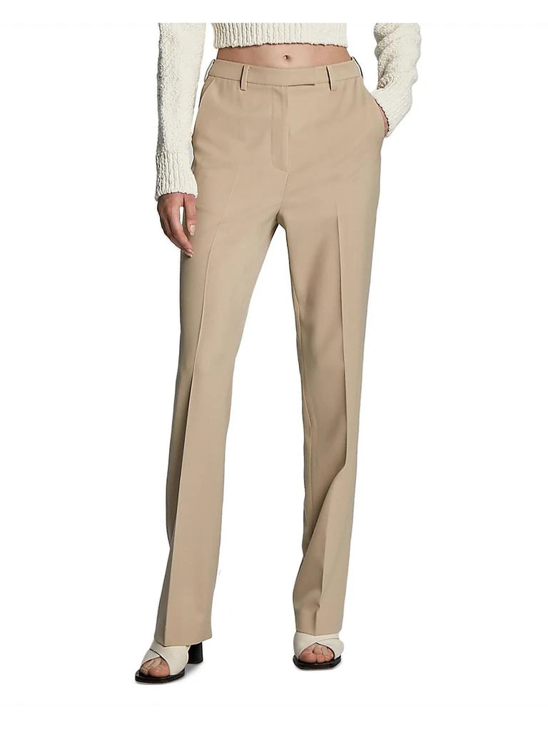 LVIR Womens High Rise Solid Straight Leg Pants 1