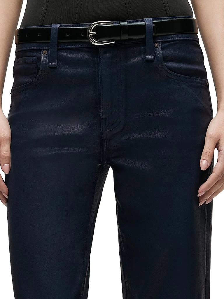 Hudson Rosie Waxed High-Rise Wide-Leg Jeans 7