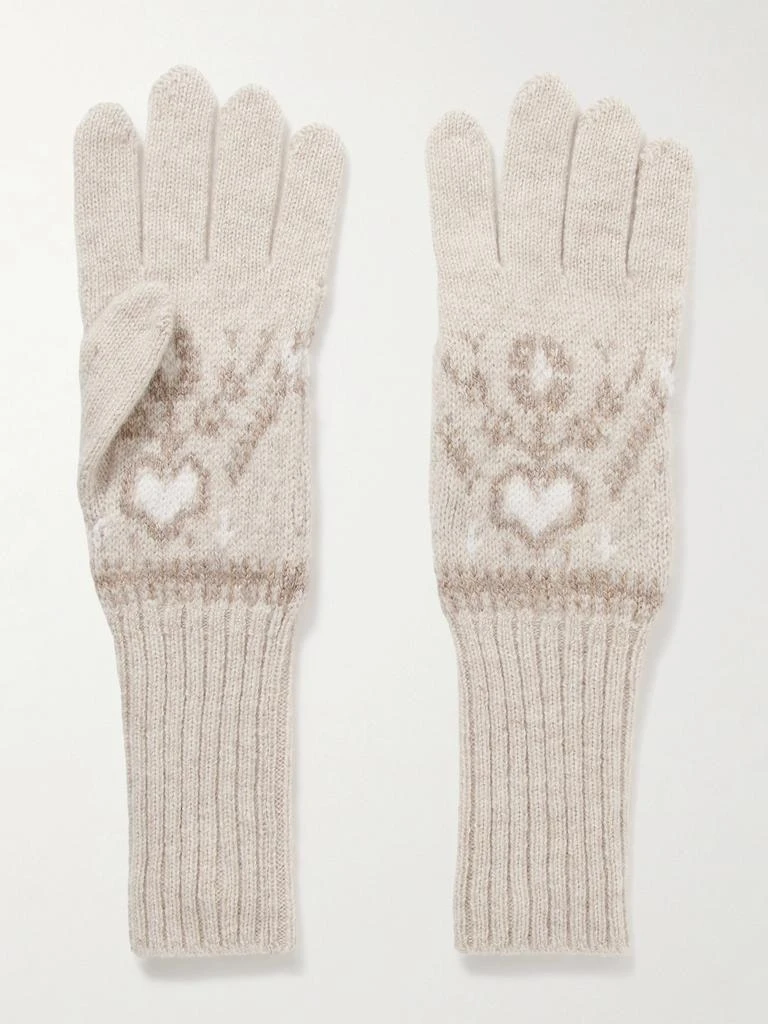 Khaite Domini Fair Isle Cashmere Gloves - Beige