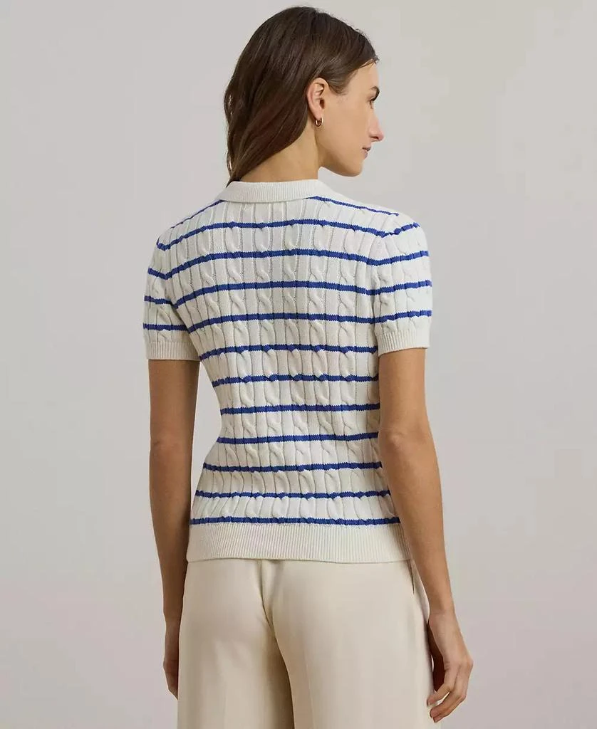 Ralph Lauren Women's Striped Cable-Knit Cotton Polo Sweater 2