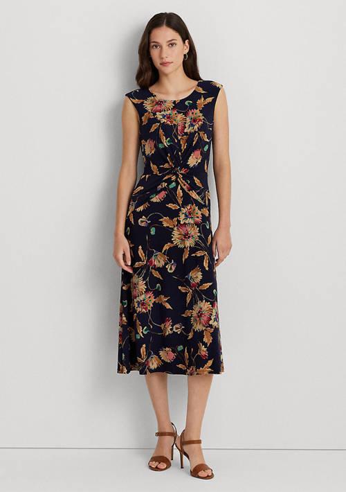 Lauren Ralph Lauren Ralph Lauren Floral Twist Front Stretch Jersey Dress
