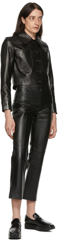 AMI Black Cropped Leather Pants 4