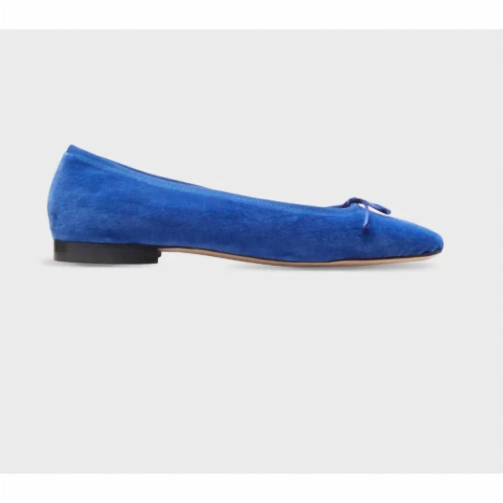 Ann Mashburn Women's Square Toe Velvet Ballet Shoe In Blue 1