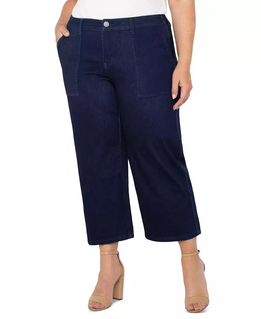 Liverpool Liverpool Plus Size Cropped Wide-Leg Denim Cargo Pants 3