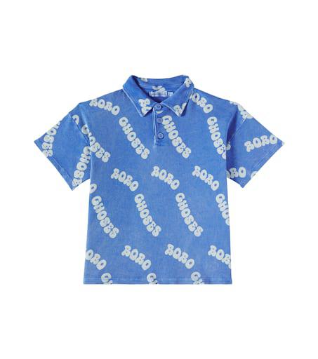 BOBO CHOSES Printed waffle-knit cotton polo shirt