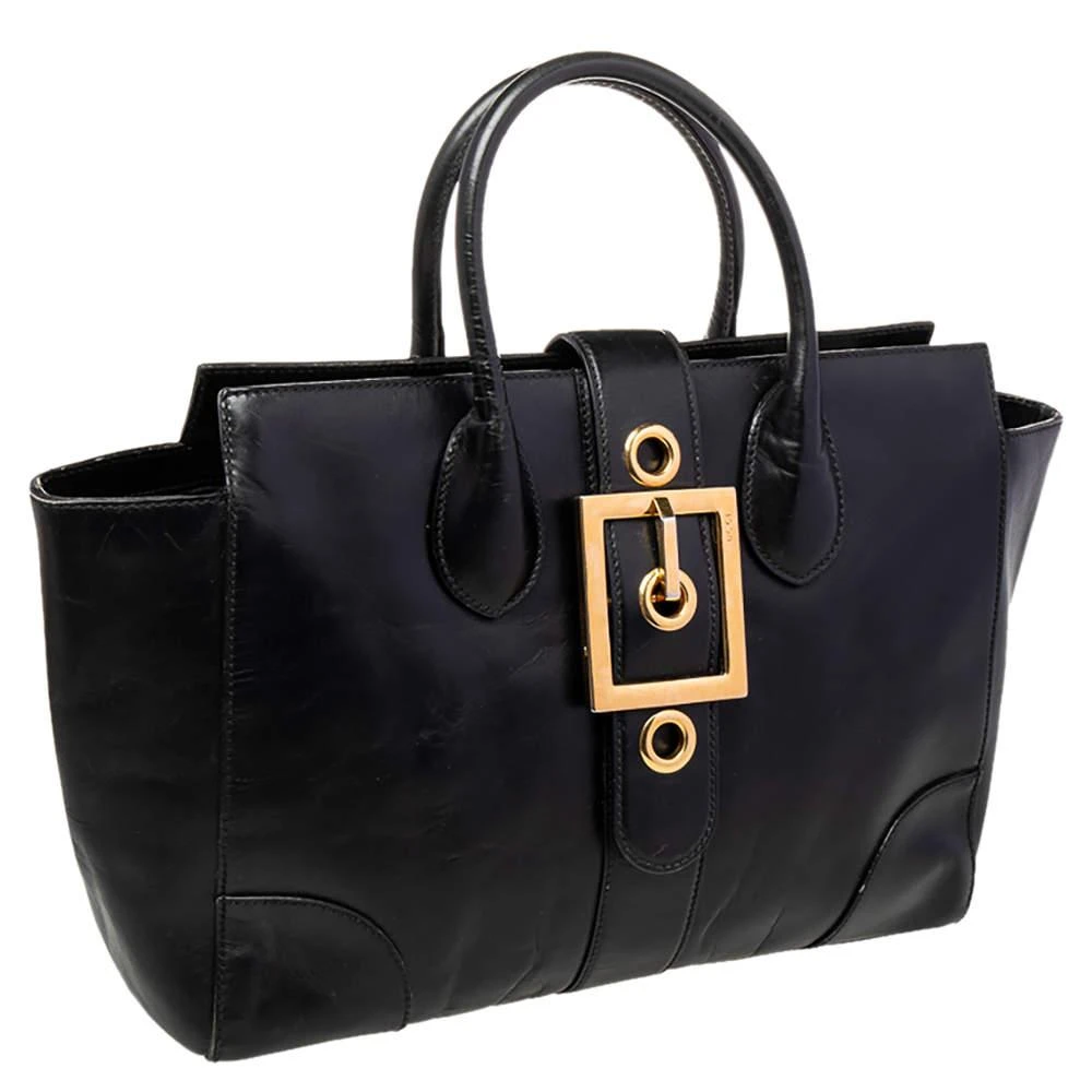 Gucci Gucci Black Leather Lady Buckle Tote 3