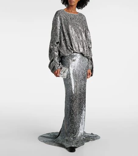 Dries Van Noten Sequined gathered blouse 2