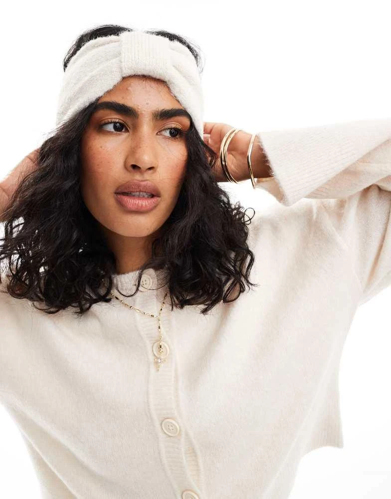 ASOS ASOS DESIGN wool mix knit headband in bow design in winter white 1