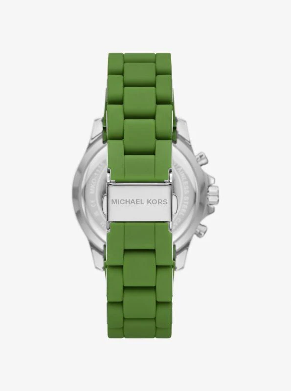 Michael Kors Oversized Everest Pavé Silver-Tone and Silicone Watch 3