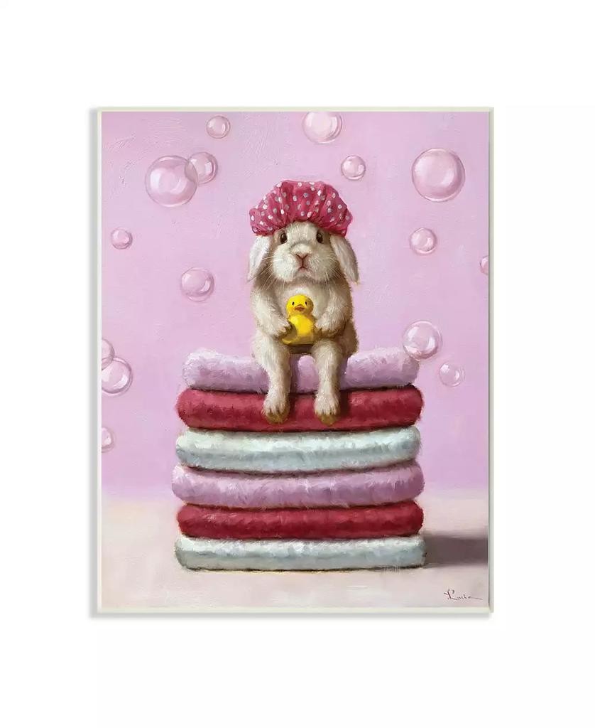 Stupell Industries Cute Baby Rabbit on Bath Towels Soap Bubbles Art, 10" x 15"