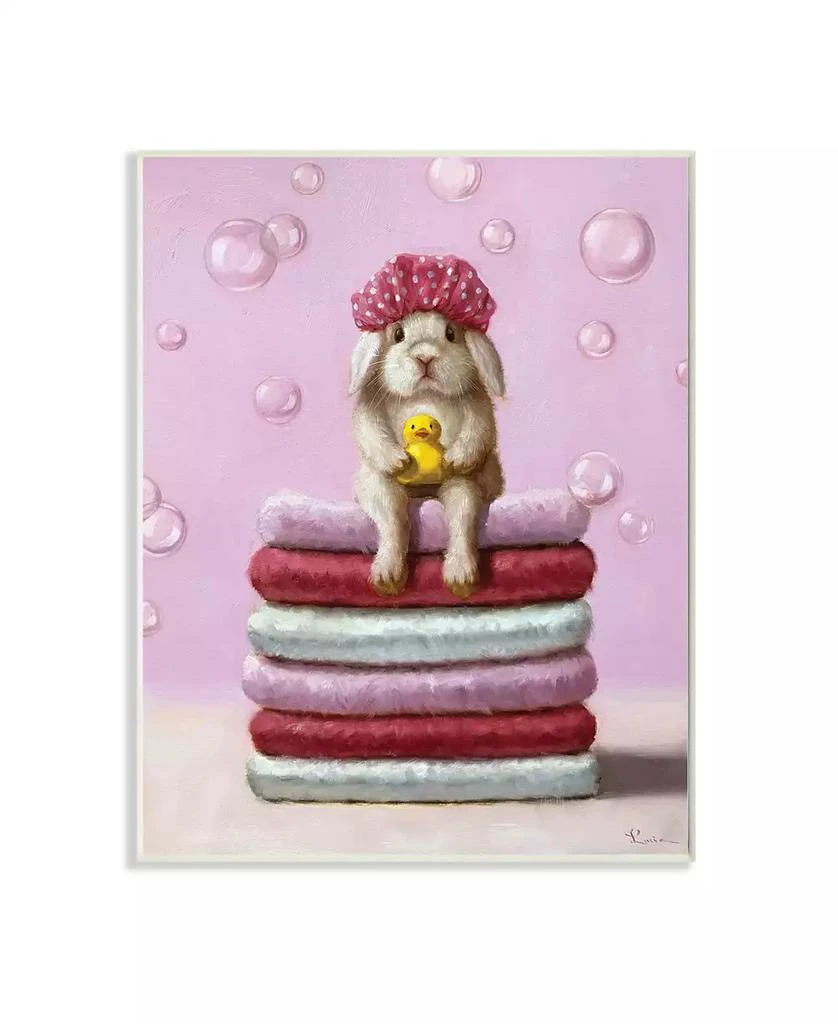 Stupell Industries Cute Baby Rabbit on Bath Towels Soap Bubbles Art, 10" x 15" 1