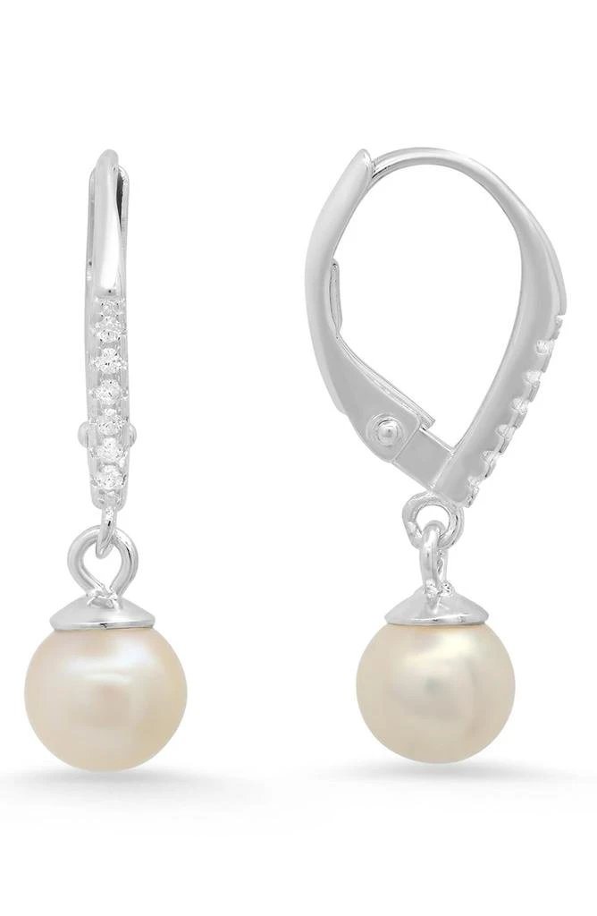 Queen Jewels Sterling Silver Cubic Zirconia 
Freshwater Pearl Drop Earrings