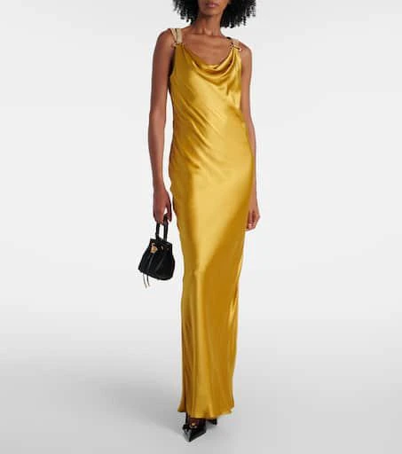 Versace Safety Pin embellished silk satin gown 2