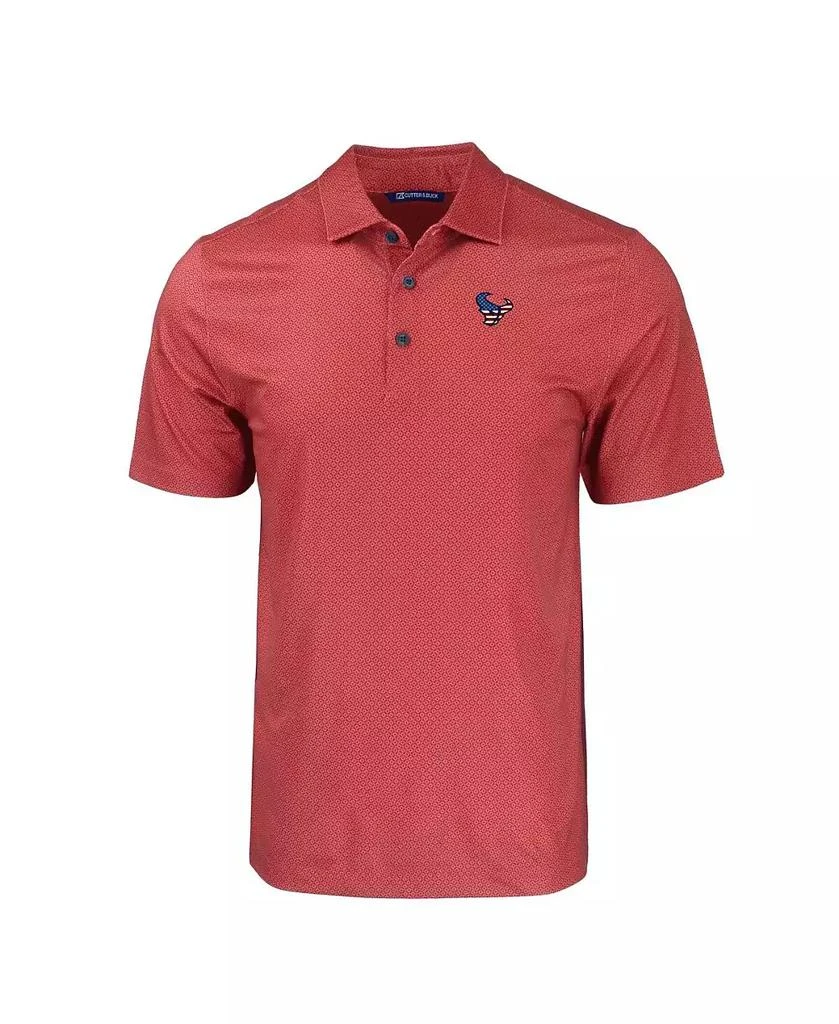 Cutter & Buck Men's Red Houston Texans Americana Pike Eco Tonal Geo Print Stretch Polo 3