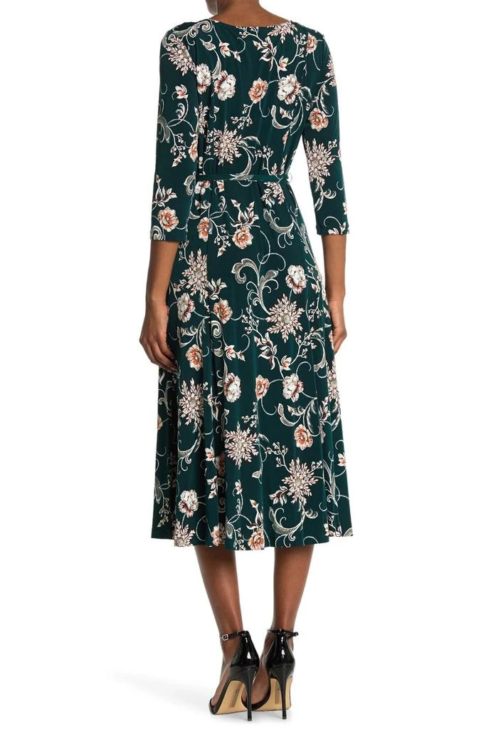 Nina Leonard Floral Scoop Neck Midi Dress 2