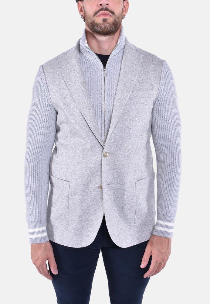ELEVENTY Eleventy Bi Mat Knit-Sleeve Blazer