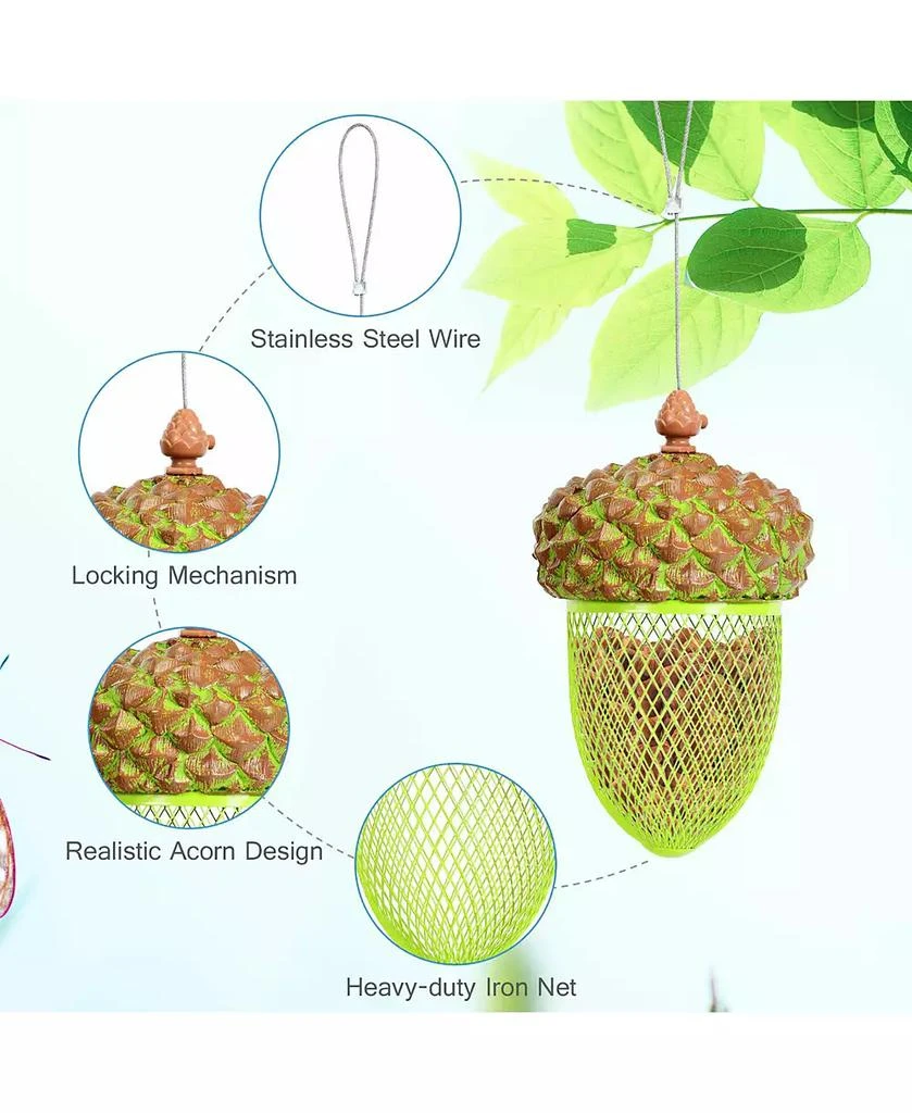 Costway Metal Acorn Wild Bird Feeder Outdoor Hanging Food Dispenser for Garden Yard 7