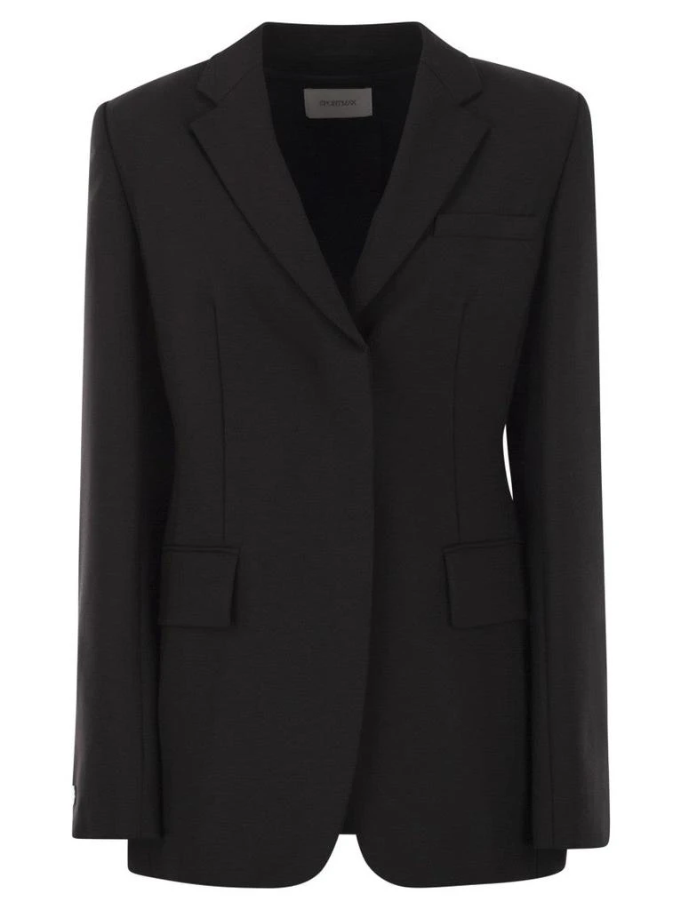 Max Mara Refined Black Stretch Wool Blazer With Tailored Silhouette
