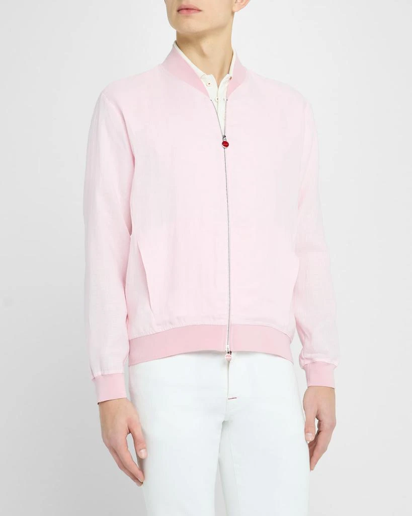 Kiton Men's Solid Linen Blouson Jacket 4