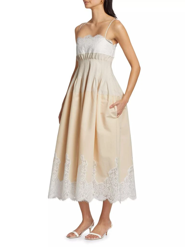 SIMKHAI Lilianna Poplin Lace Combo Midi-Dress 2