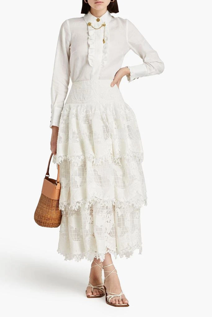 ZIMMERMANN Embellished tiered voile and tulle maxi skirt 2