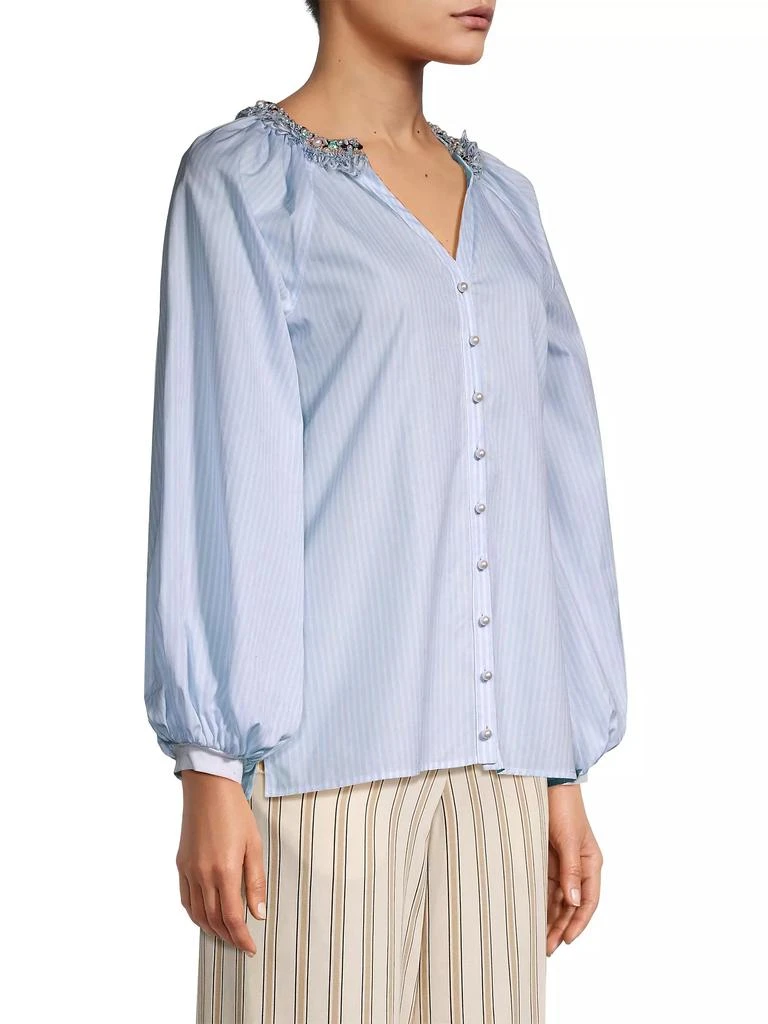 Anne Fontaine Aix Striped Embellished Blouse 4