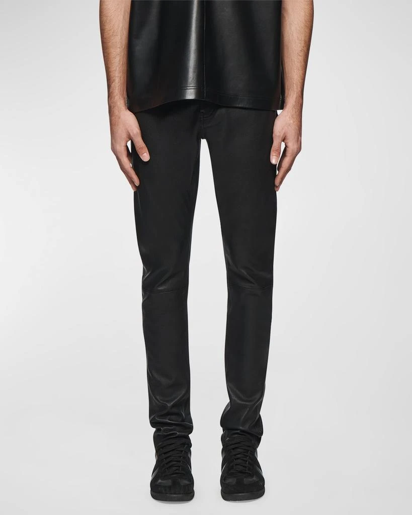 PURPLE Men's Stretch Leather Skinny Pants 2