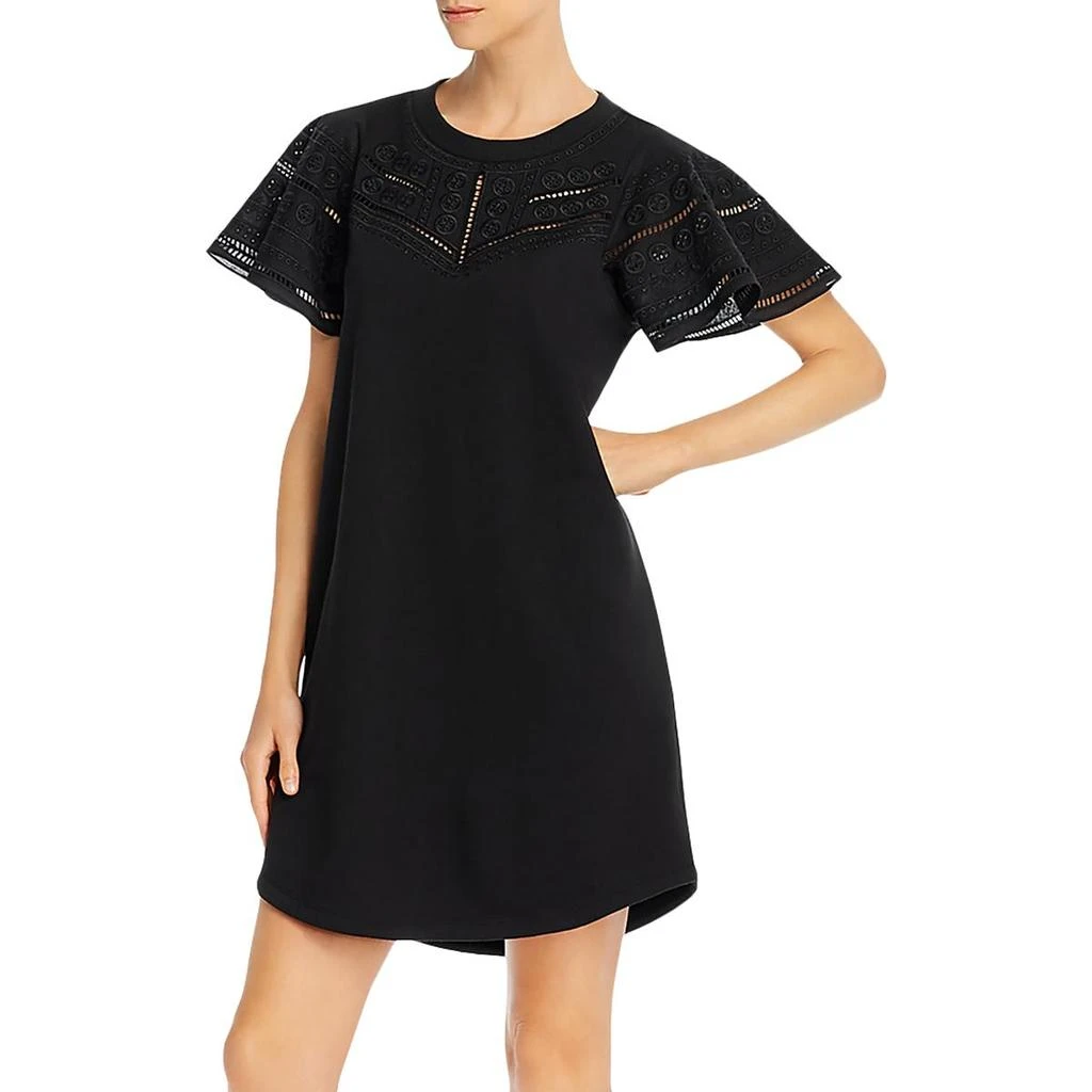 Parker Katrina Womens Ribbed Trim Eyelet Cocktail Dress 3