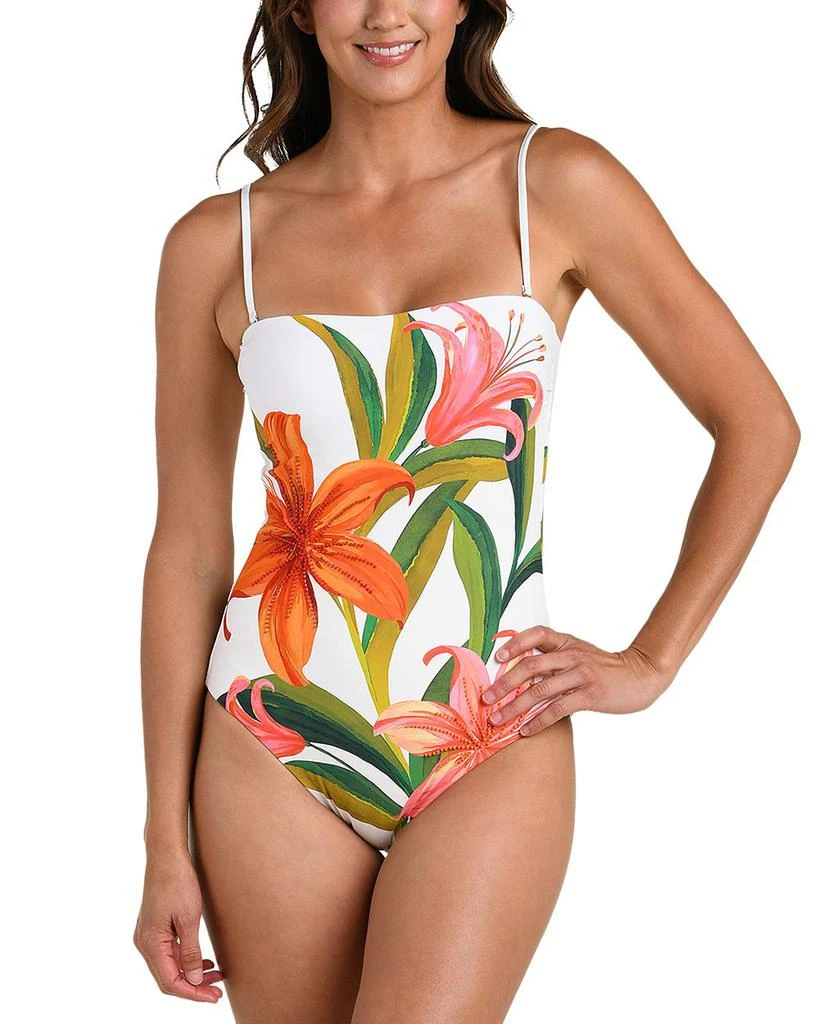 La Blanca Jungle Blossoms Bandeau One Piece Swimsuit 5