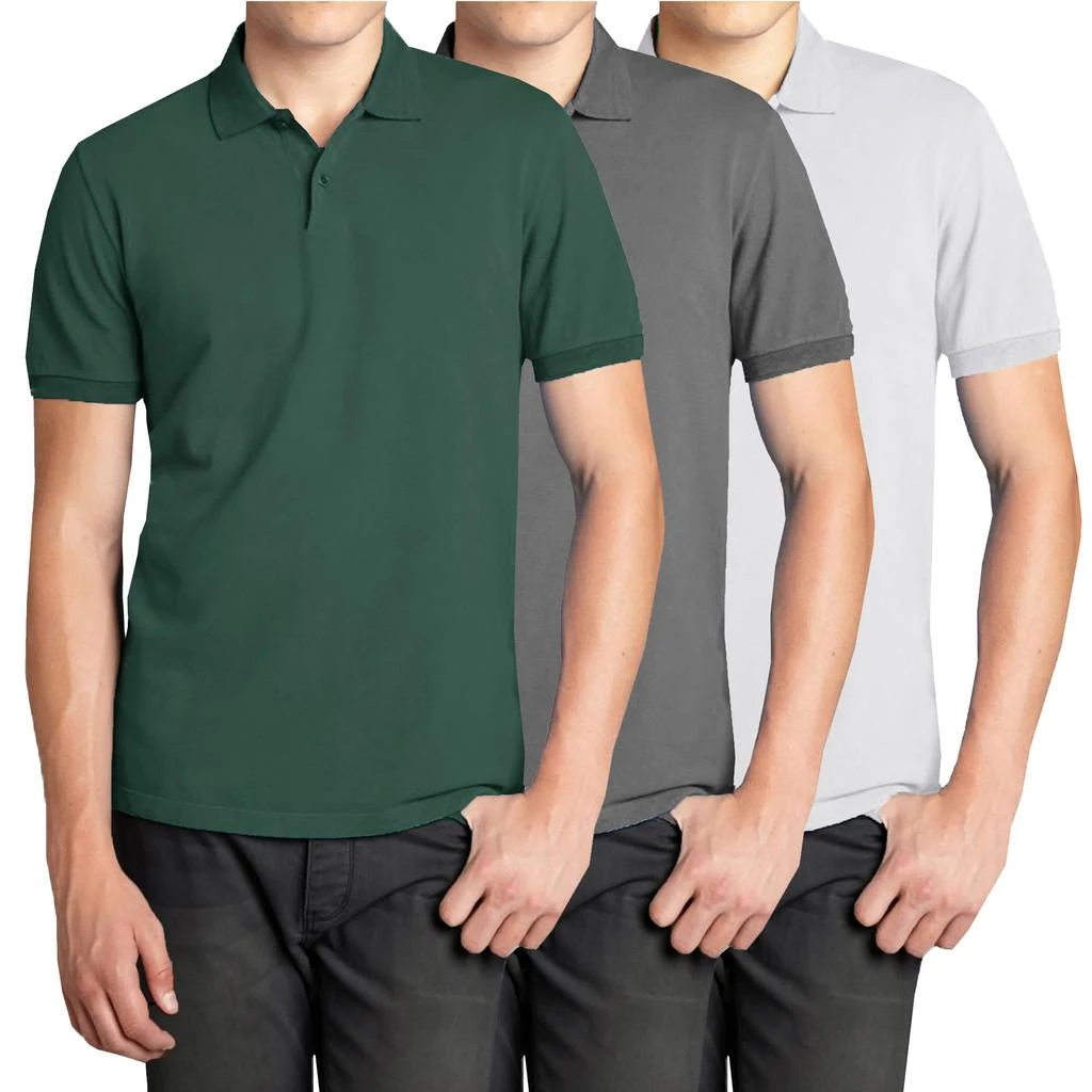 Galaxy By Harvic Galaxy Polo Avenue Men
s Short Sleeve Pique Polo Shirt - 3 Pack