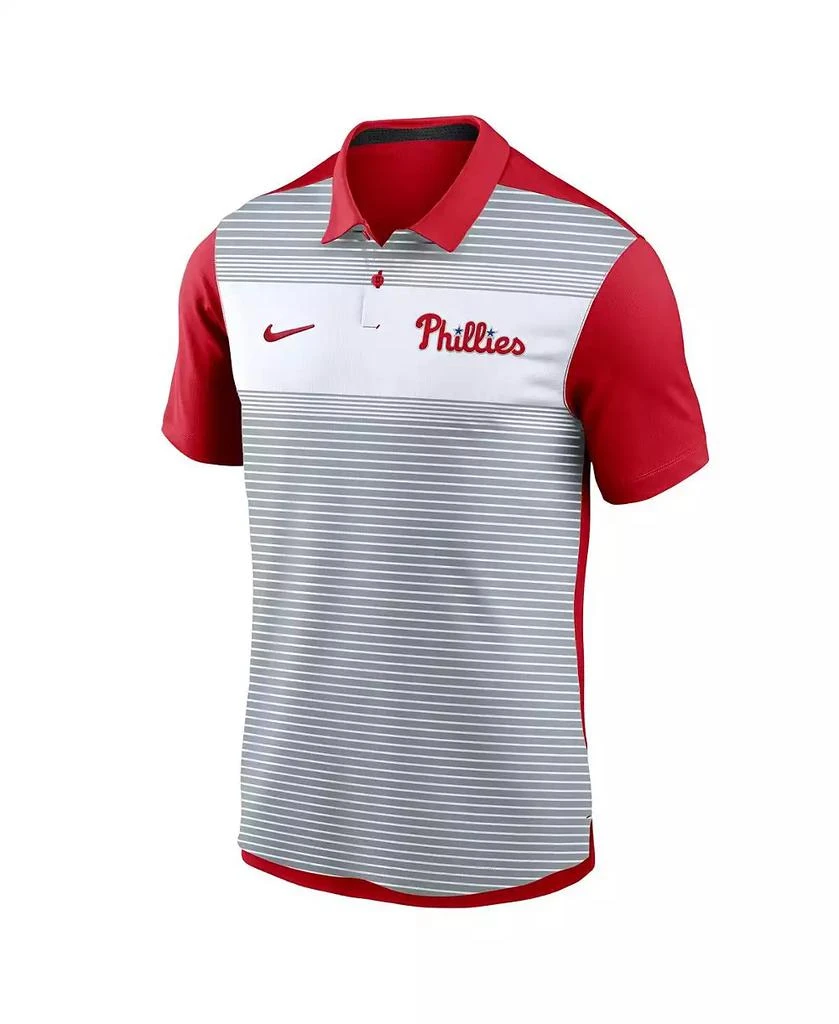 NIKE Men's White/Red Philadelphia Phillies Vapor Striped Performance Polo Shirt 3