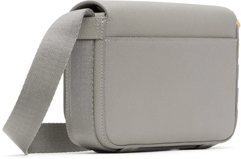 Thom Browne Gray 4-Bar Pebble Grain Small Reporter Bag 3
