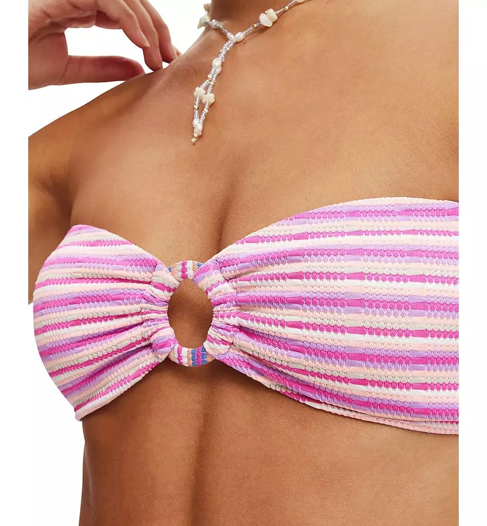 Cotton On Women
s Striped Ring-Front Bandeau Bikini Top 2