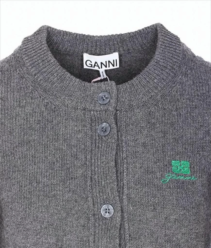 Ganni Textured Grey Knitted Cardigan With Button-Down Front 4