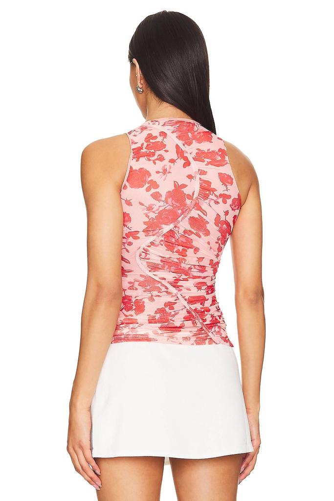 Bardot Felicia Mesh Top In Red Floral