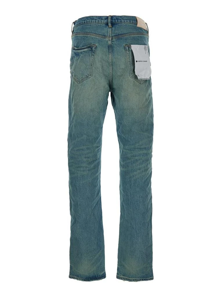 Purple Brand Light Blue Straight Jeans With Crinkled Effect In Stretch Cotton Denim Man 2