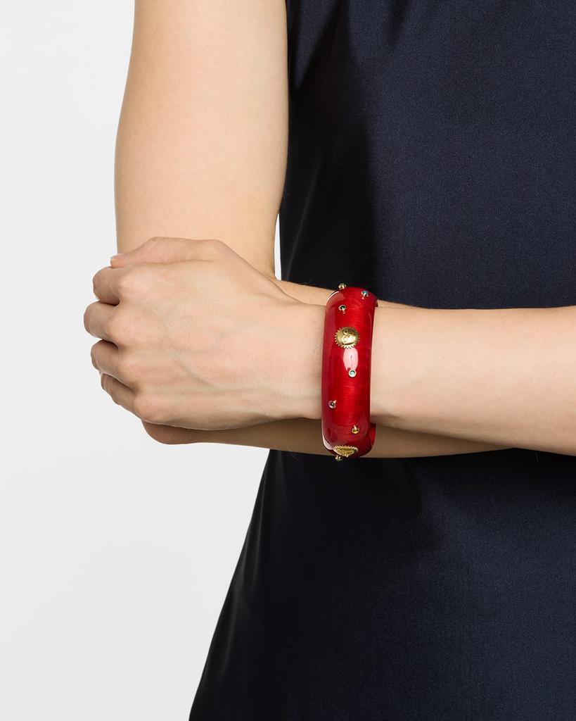 Silvia Furmanovich Red Lacquer Marquetry Bangle Bracelet with Multicolor Gemstones