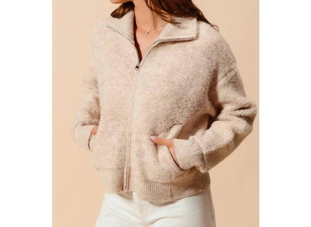 So Me So Me - Collared Knit Fluffy Sweater Jacket 4