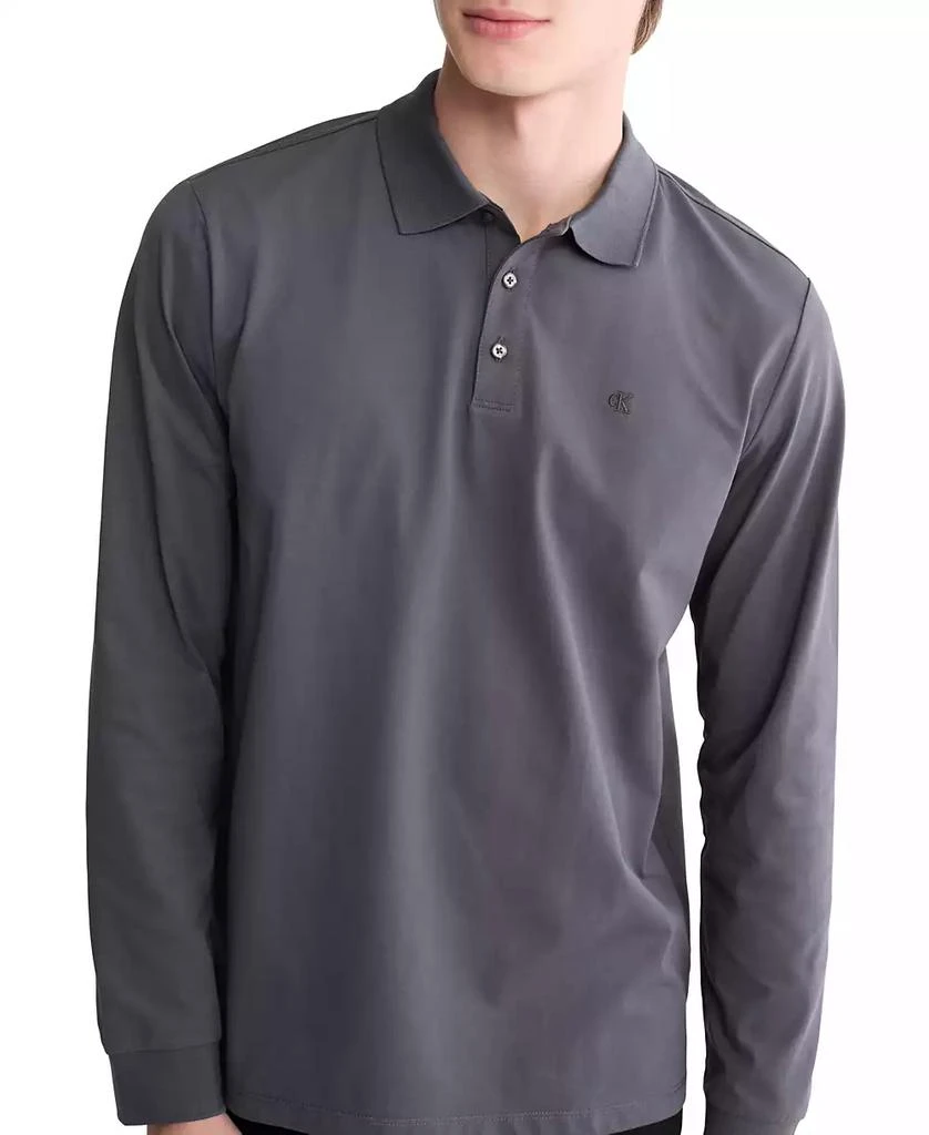 Calvin Klein Men's Smooth Cotton Long-Sleeve Polo Shirt 3