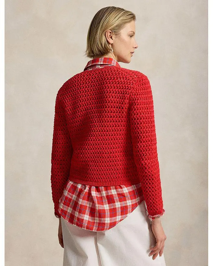 Ralph Lauren Big Pony Crochet Cardigan Sweater 3