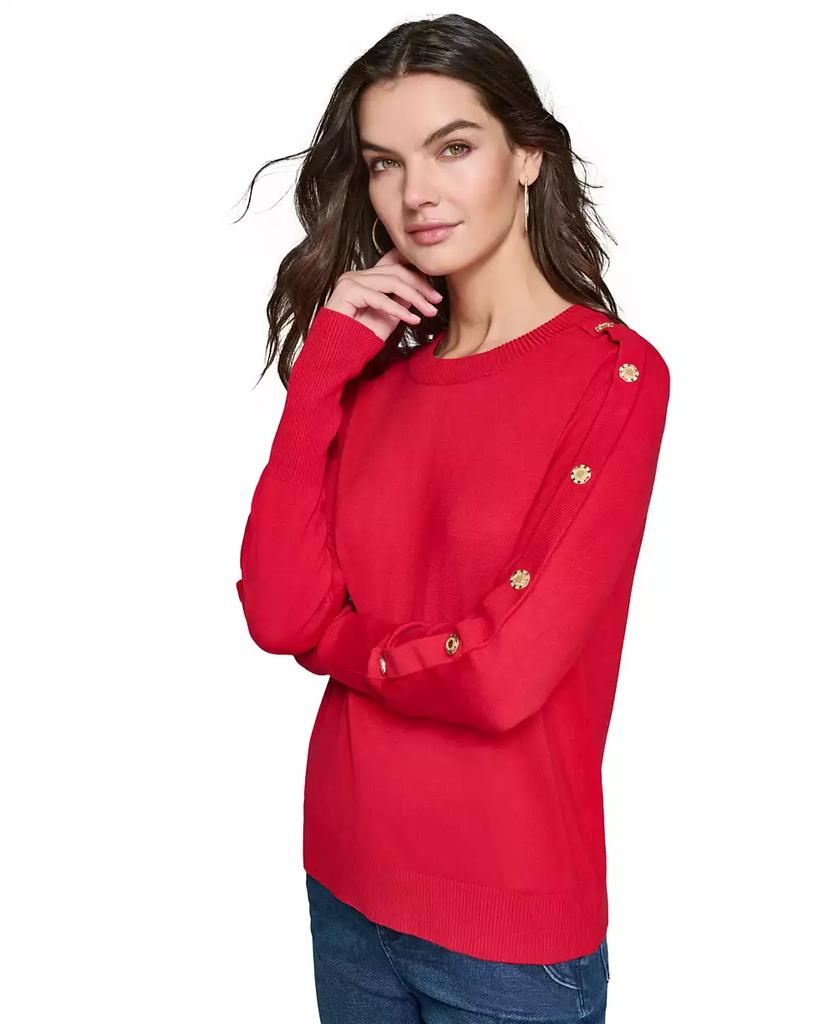 Karl hotsell Lagerfeld Womens Knitted Sweater Long Sleeve Scoop Neck Red XL